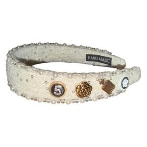 New Designer Inspired White Beaded and Pearl Embellished Headband